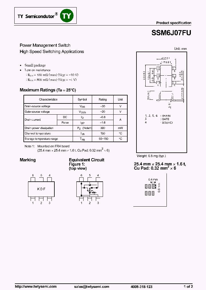 SSM6J07FU_7588467.PDF Datasheet