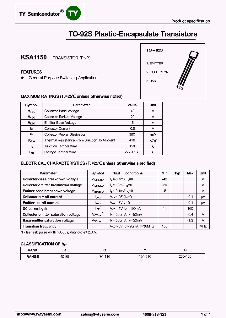 KSA1150_7597695.PDF Datasheet