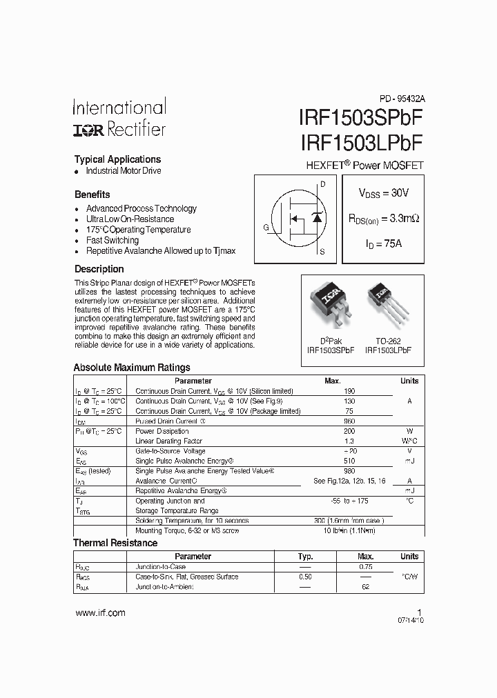 IRF1503SPBF_7598493.PDF Datasheet