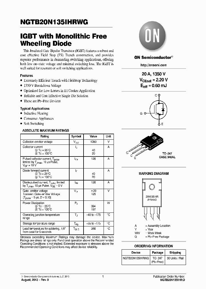 NGTB20N135IHRWG_7600822.PDF Datasheet