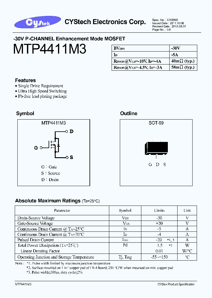 MTP4411M3_7604692.PDF Datasheet
