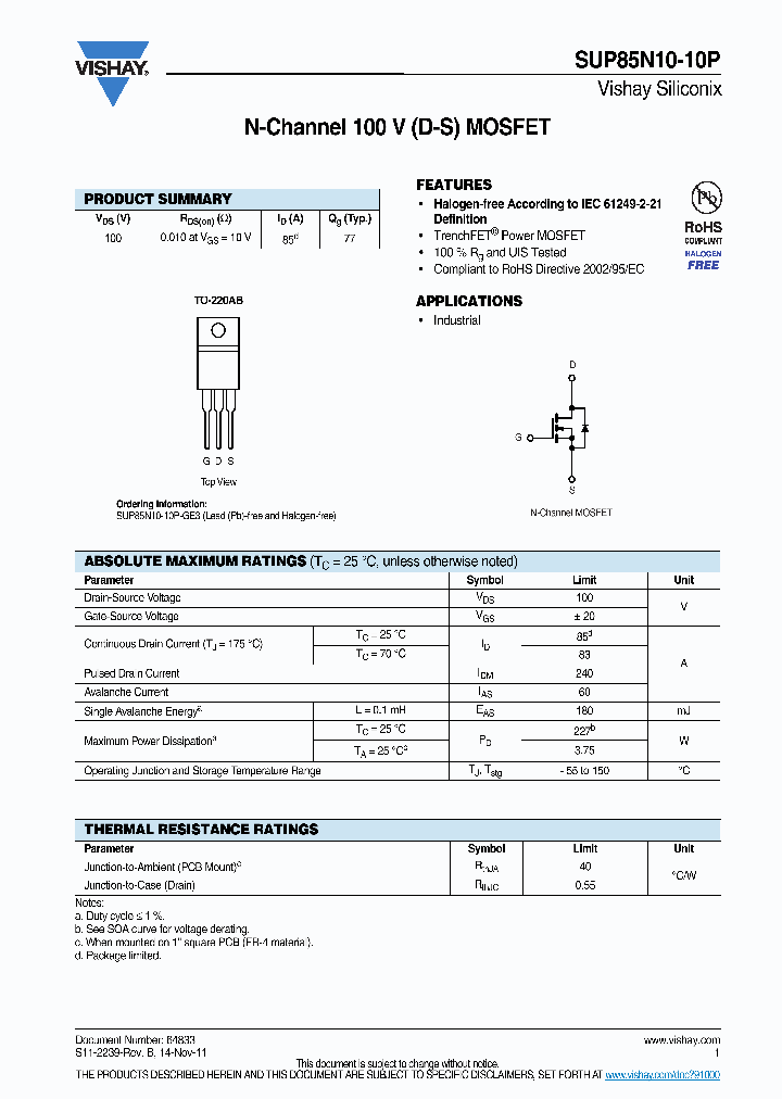 SUP85N10-10P_7616027.PDF Datasheet