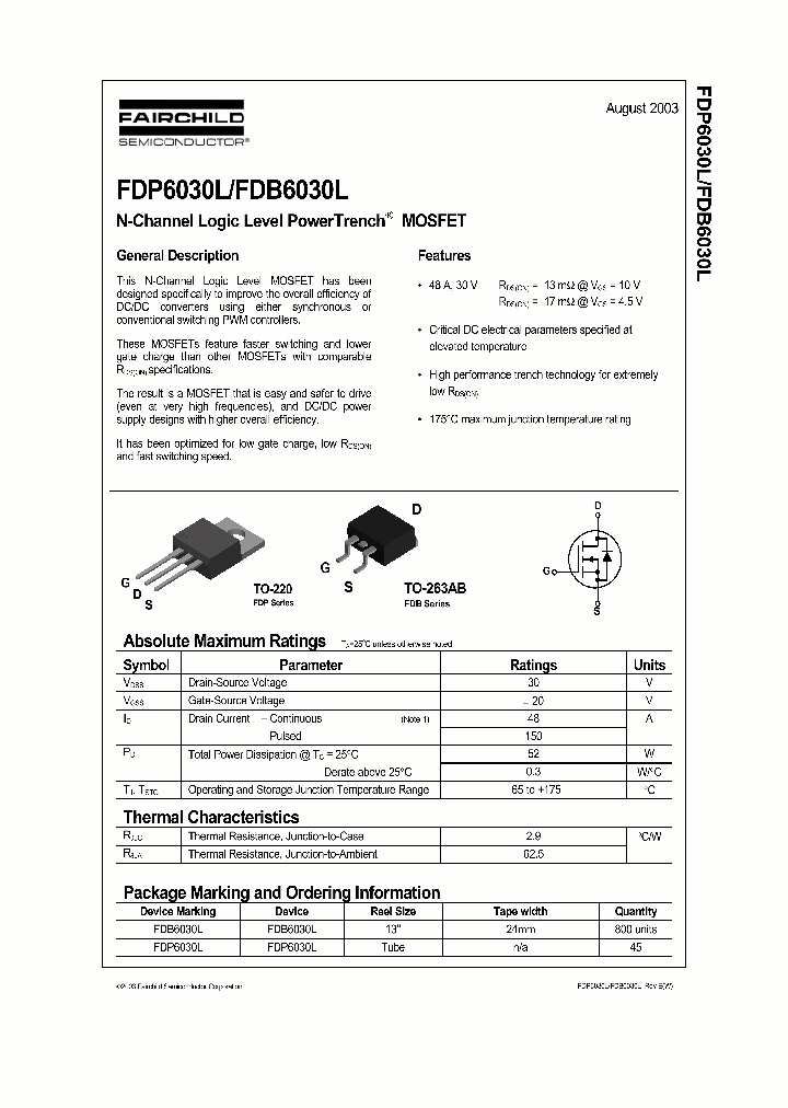 FDB6030LNL_7618691.PDF Datasheet