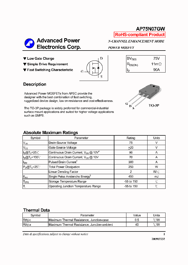 AP75N07GW_7627101.PDF Datasheet