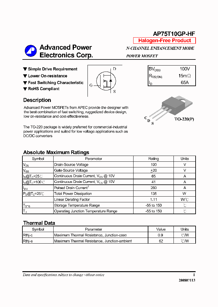 AP75T10GP-HF_7627105.PDF Datasheet