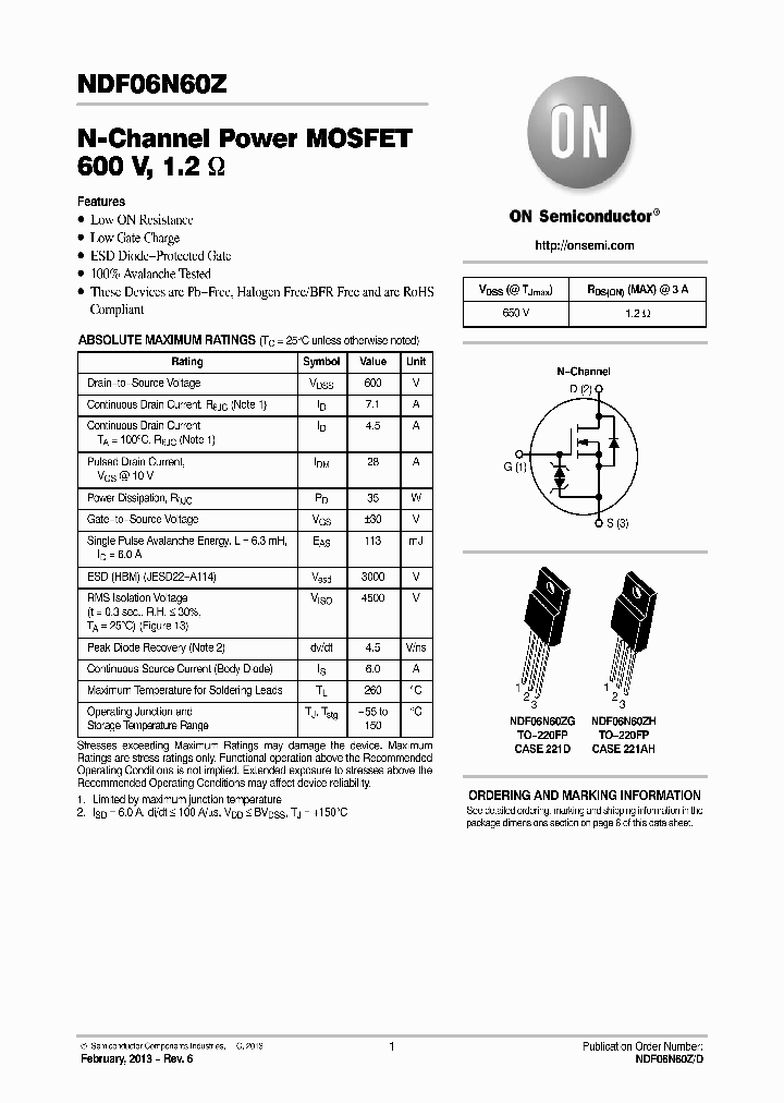 NDF06N60Z_7638276.PDF Datasheet