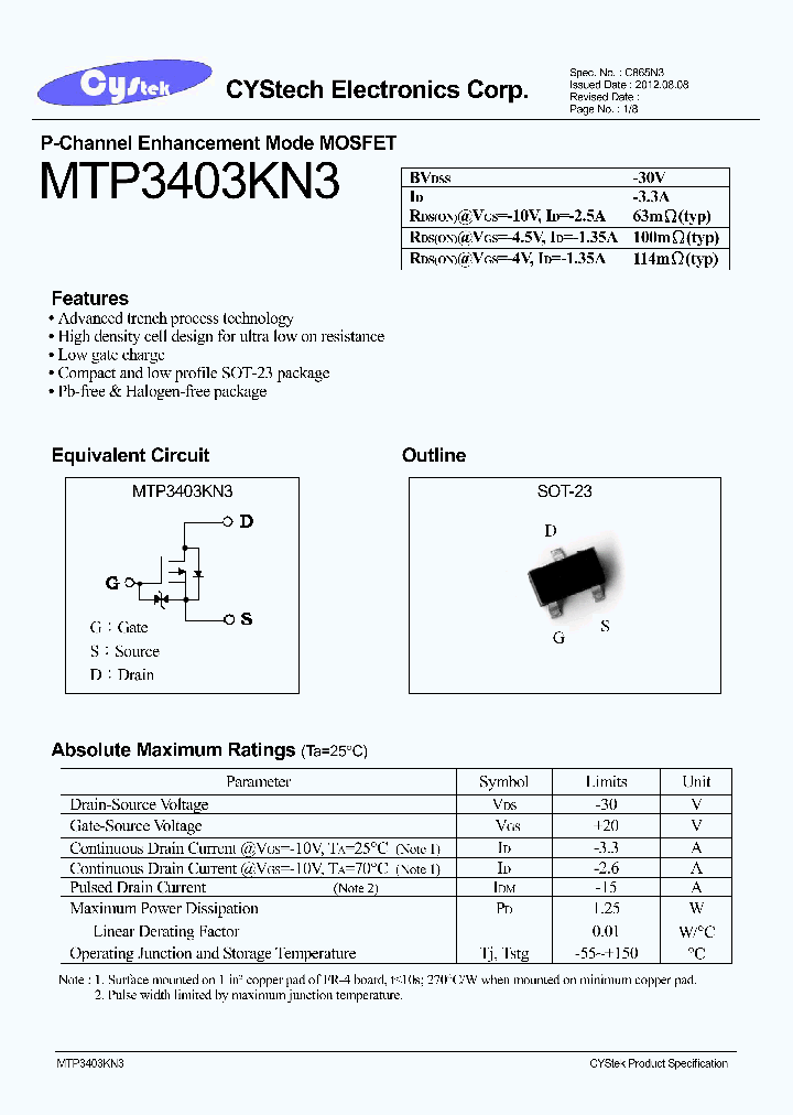 MTP3403KN3_7638384.PDF Datasheet