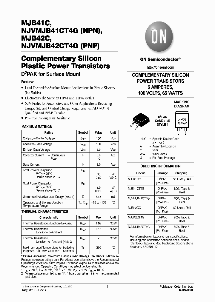 NJVMJB41CT4G_7641486.PDF Datasheet