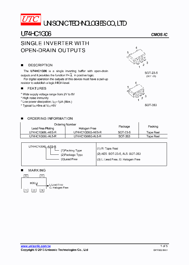 U74HC1G06L-AE5-R_7646659.PDF Datasheet