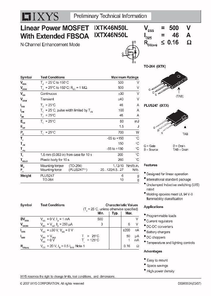 IXTK46N50L_7663116.PDF Datasheet