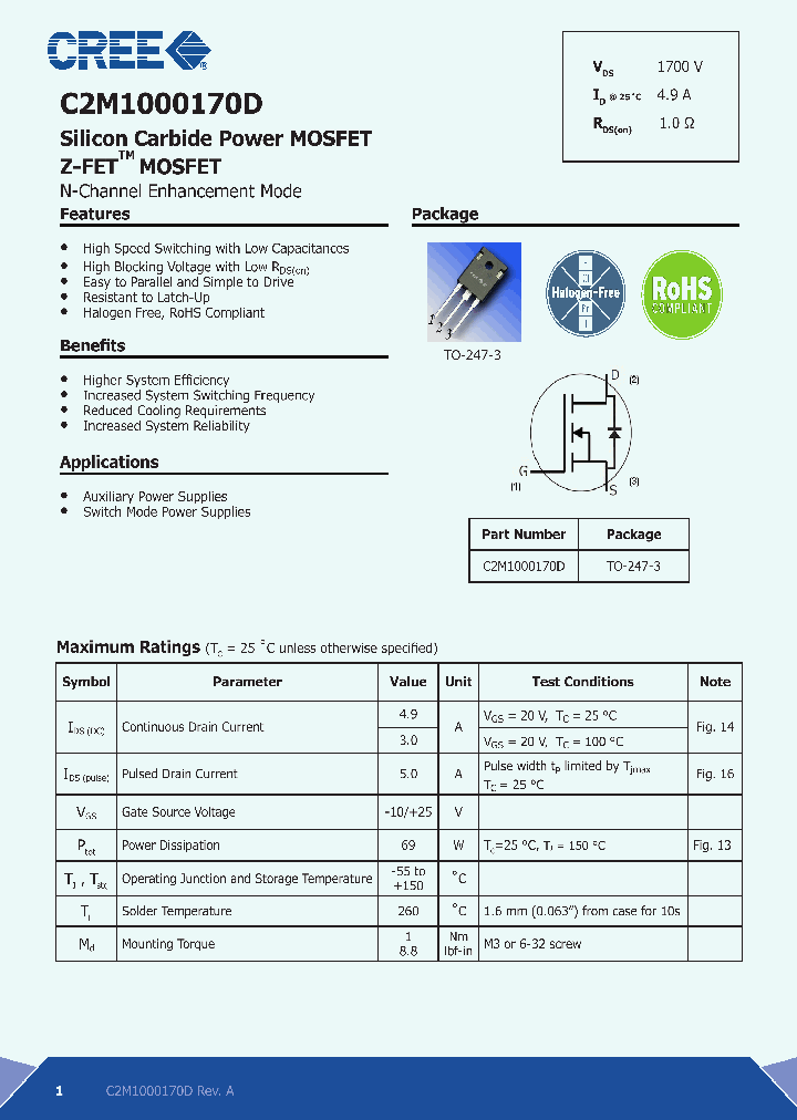 C2M1000170D_7668495.PDF Datasheet