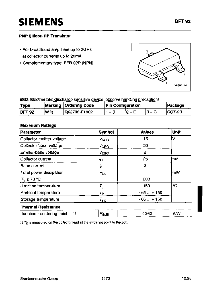 BFT92E6433_7668582.PDF Datasheet