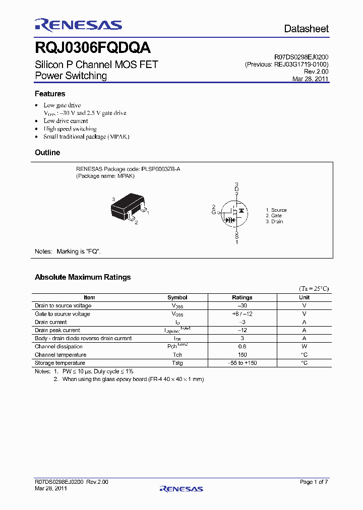 RQJ0306FQDQATL-H_7678379.PDF Datasheet