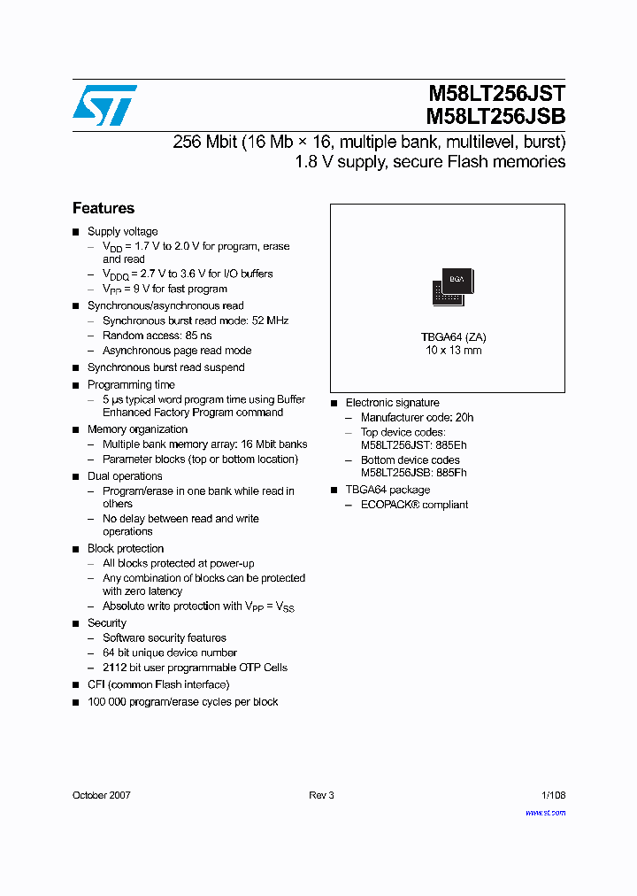 M58LT256JST8ZA6F_7681468.PDF Datasheet