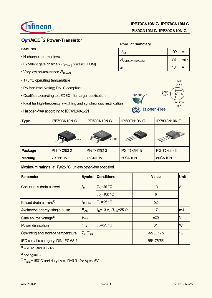 IPB79CN10N-G_7700676.PDF Datasheet