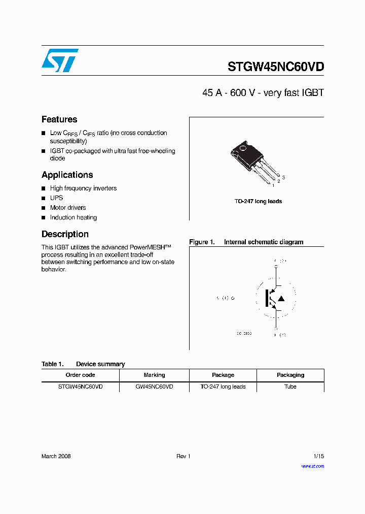 STGW45NC60VD_7713741.PDF Datasheet