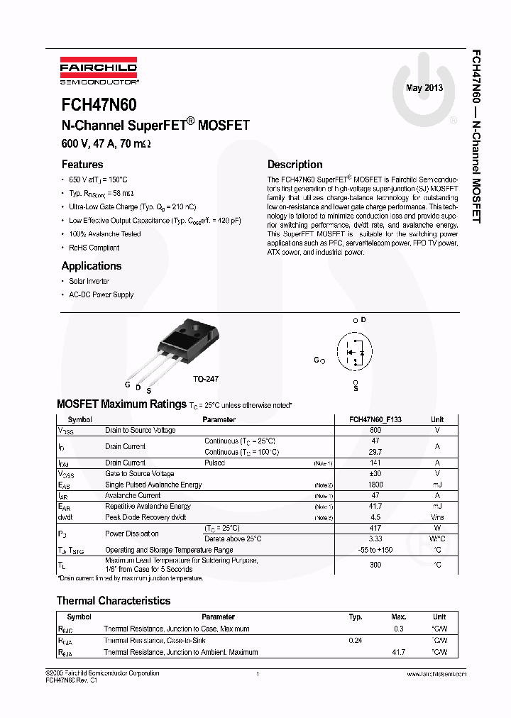 FCH47N60_7715774.PDF Datasheet