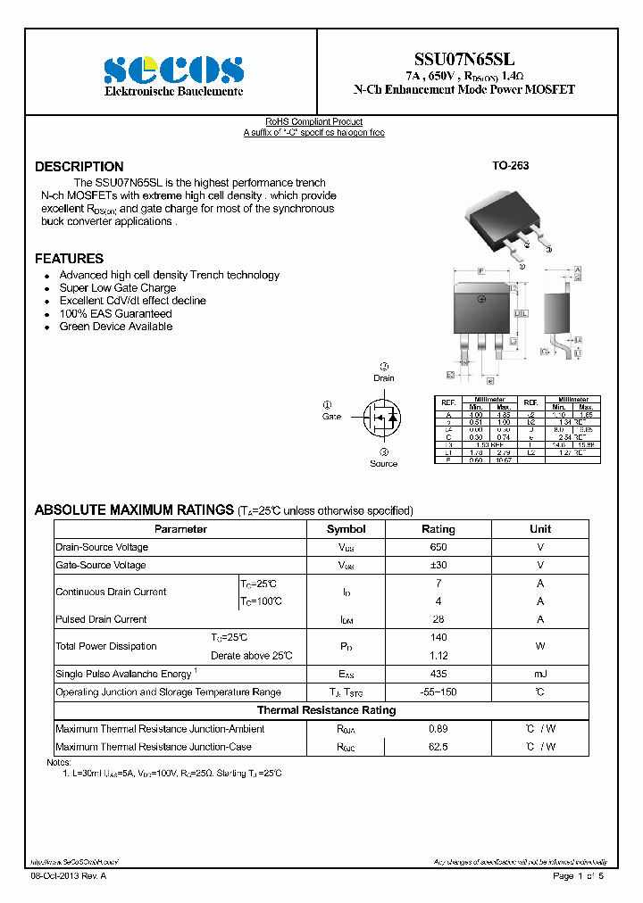 SSU07N65SL_7764217.PDF Datasheet