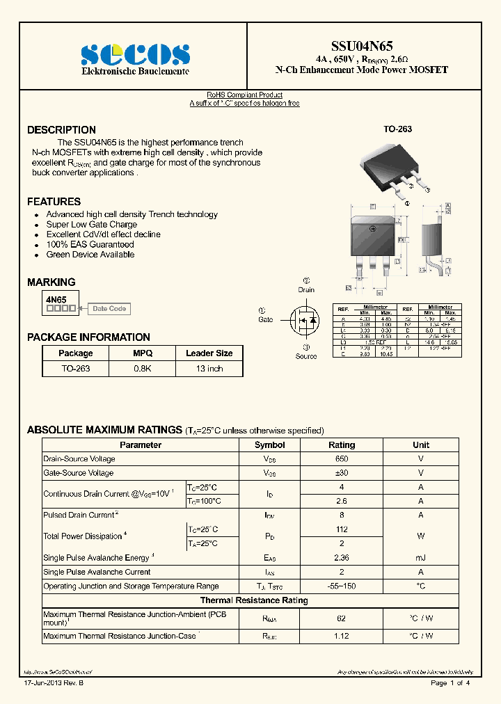 SSU04N65_7764216.PDF Datasheet