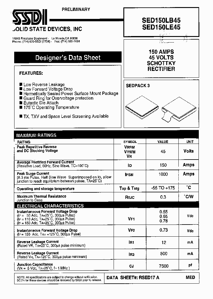 SED150LE45_7749954.PDF Datasheet