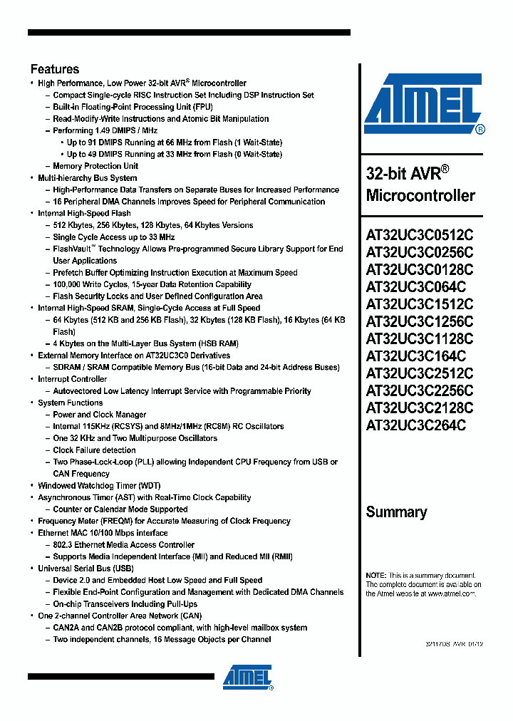 AT32UC3C1128C_7820478.PDF Datasheet