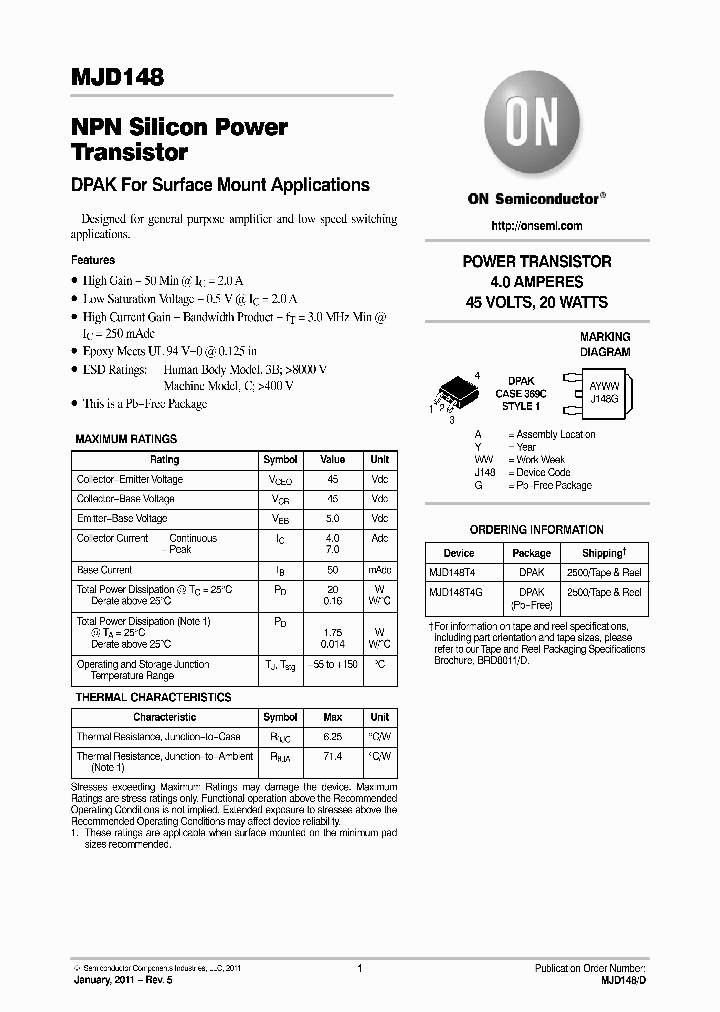 MJD148T4G_7842366.PDF Datasheet