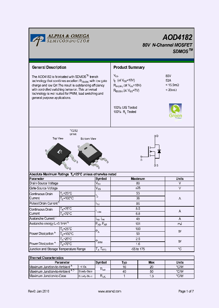 AOD4182_7850061.PDF Datasheet