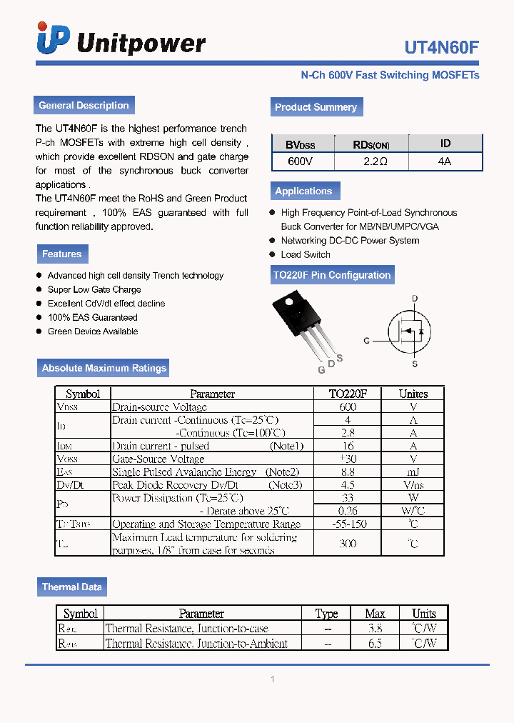 UT4N60F_7861314.PDF Datasheet