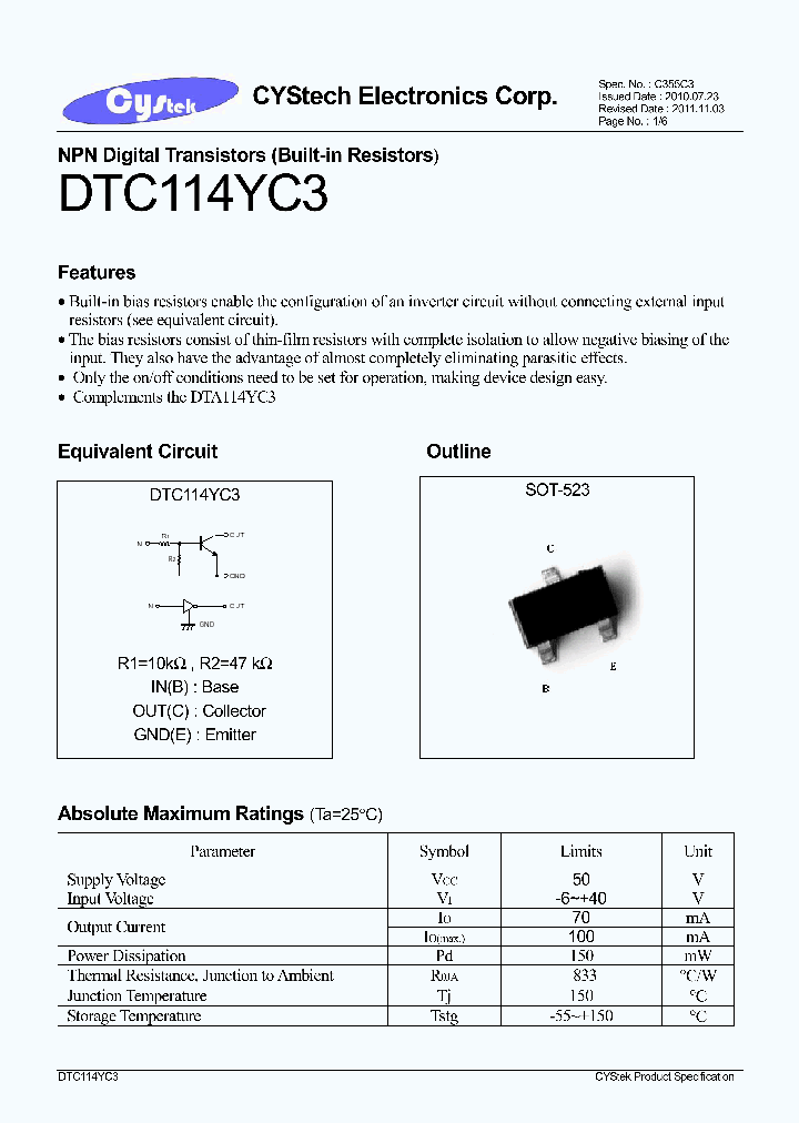 DTC114YC3_7891902.PDF Datasheet