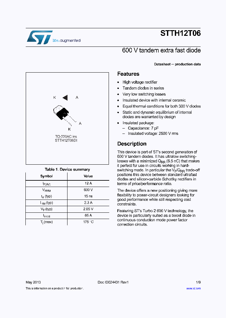 STTH12T06_7929394.PDF Datasheet