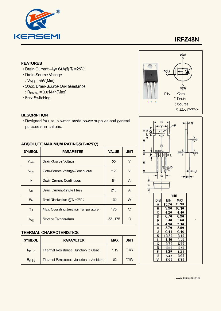 IRFZ48N_7932537.PDF Datasheet