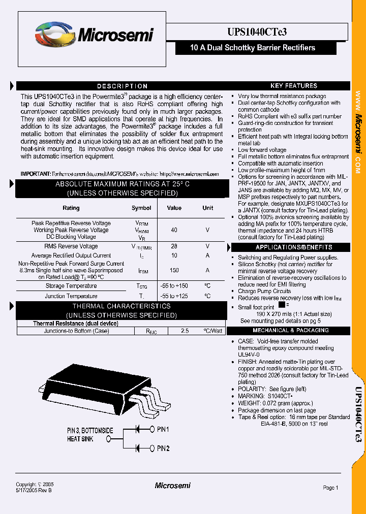 MSPUPS1040CTE3_7977715.PDF Datasheet