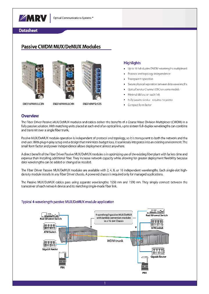 MRV-FD-PWDM_8016735.PDF Datasheet