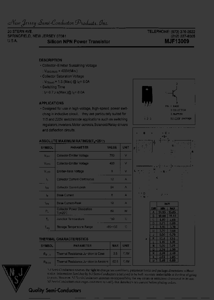 MJF13009_8030343.PDF Datasheet