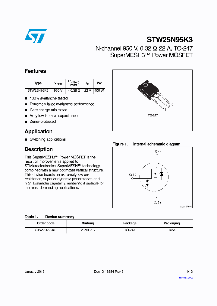 STW25N95K3_8077994.PDF Datasheet