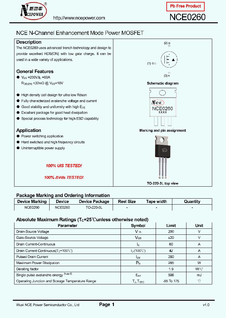 NCE0260_8081302.PDF Datasheet