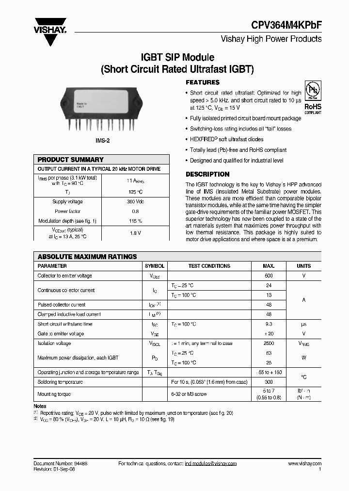 CPV364M4KPBF_8086451.PDF Datasheet