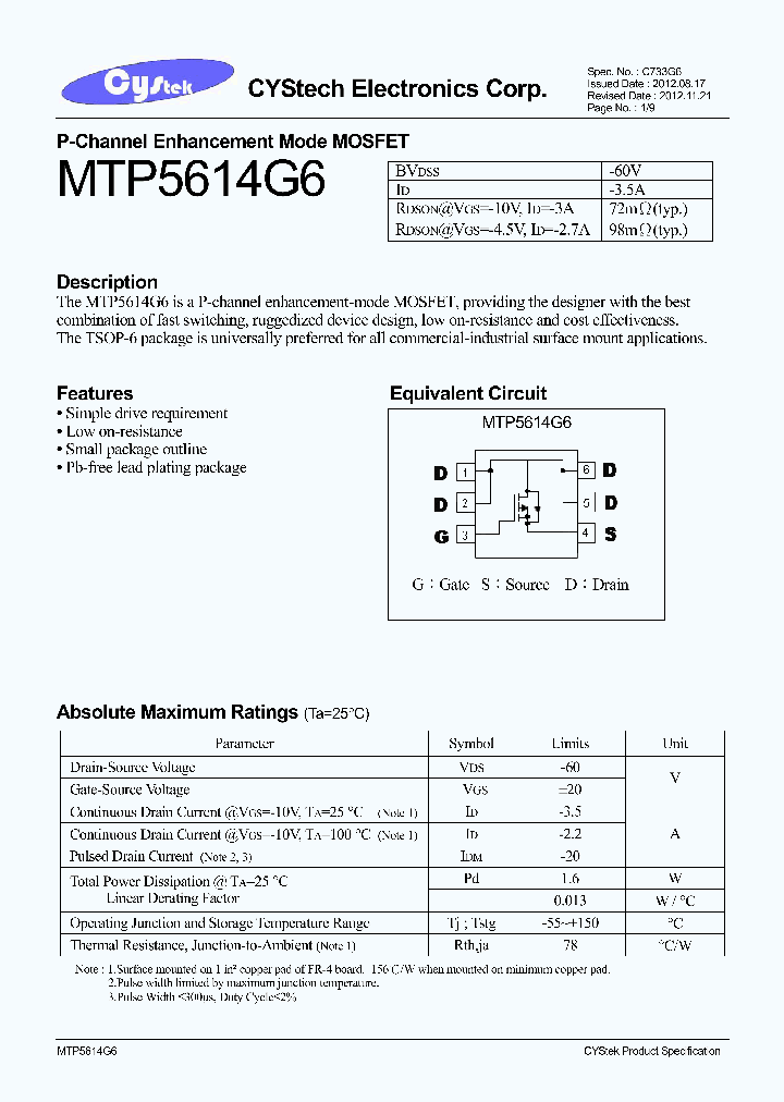 MTP5614G6_8095380.PDF Datasheet