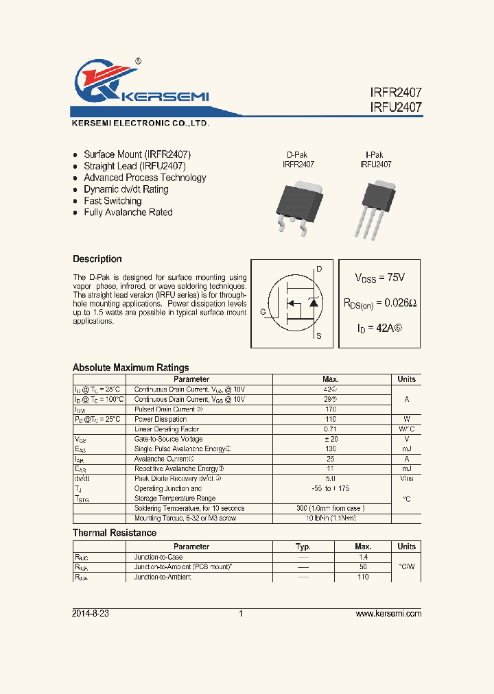 IRFU2407_8096152.PDF Datasheet