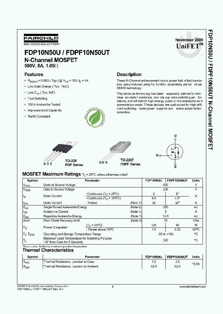 FDPF10N50UT_8100394.PDF Datasheet