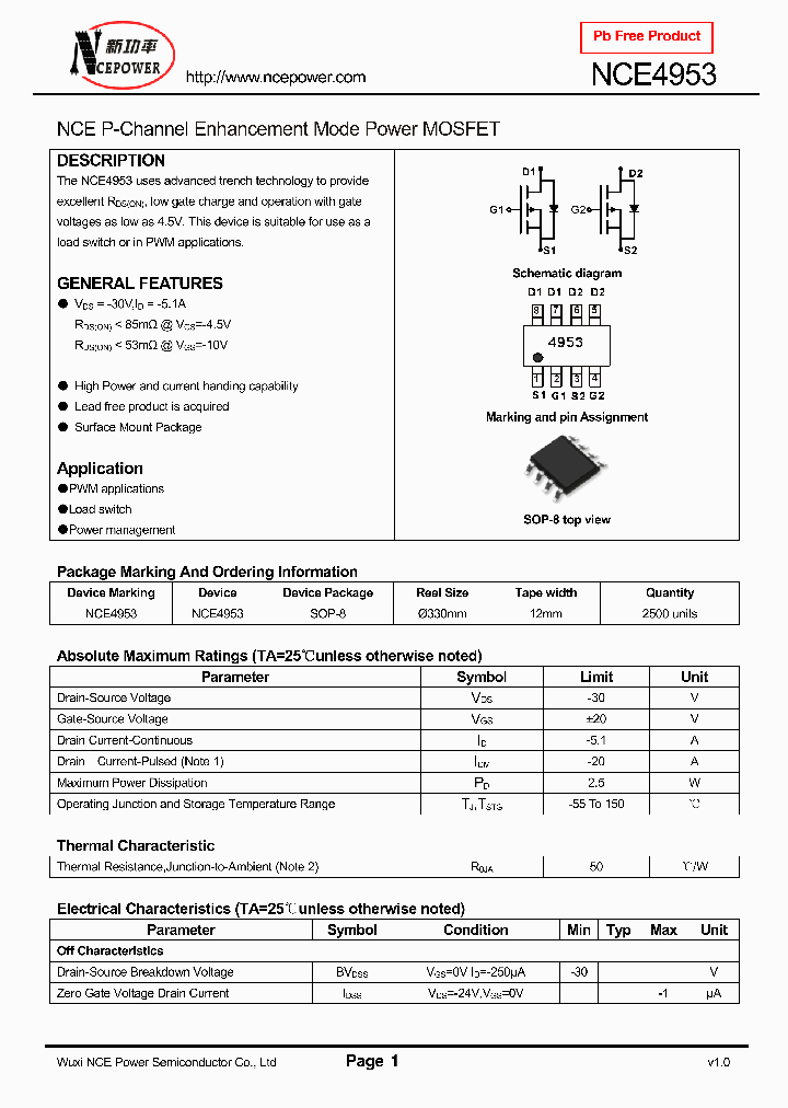 NCE4953_8104278.PDF Datasheet