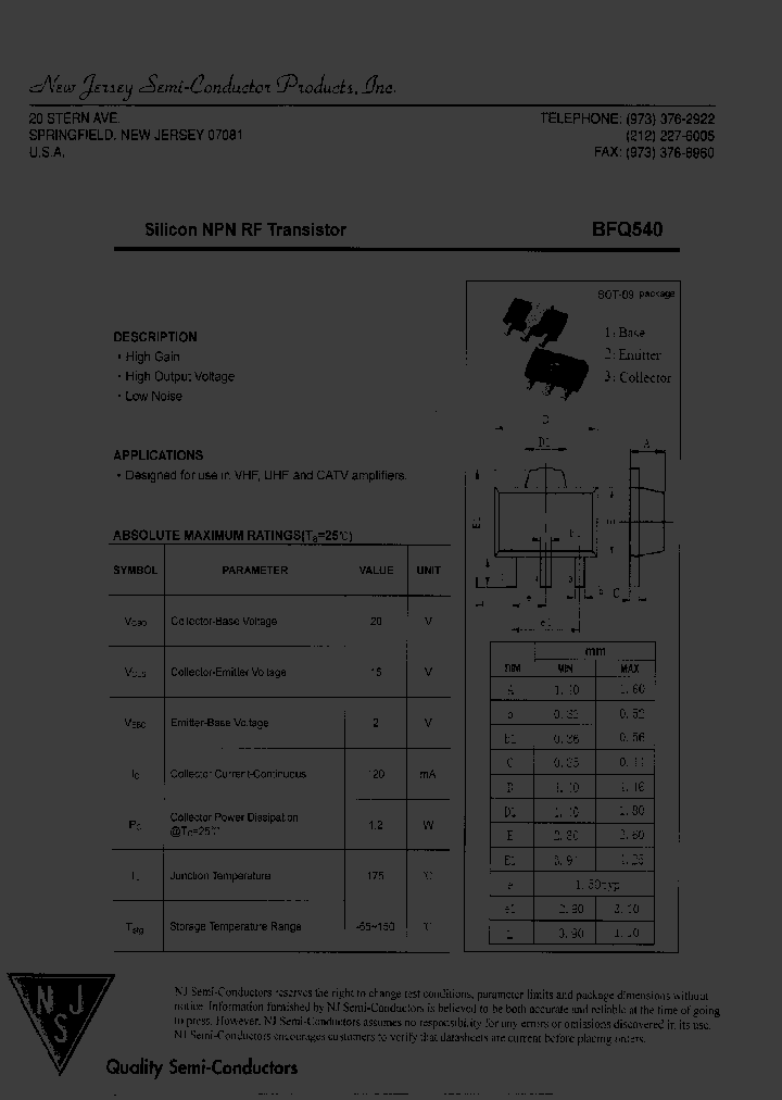 BFQ540_8108100.PDF Datasheet