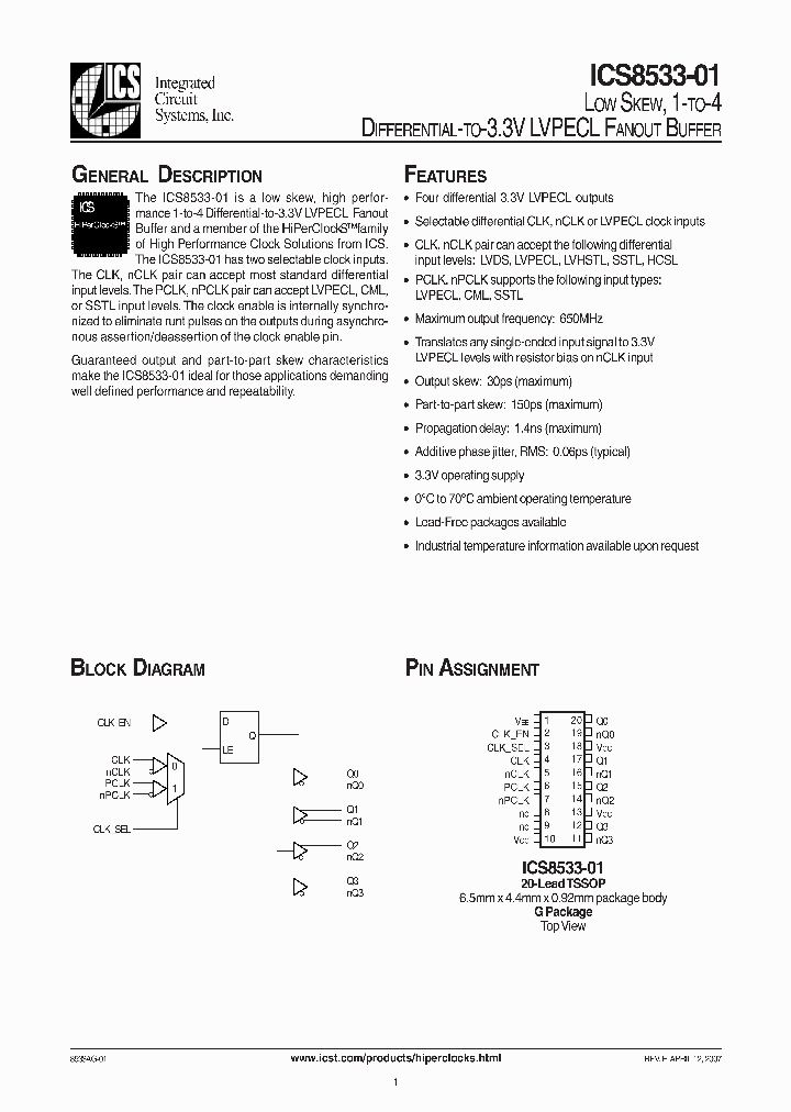 ICS8533AG-01LF_8109909.PDF Datasheet