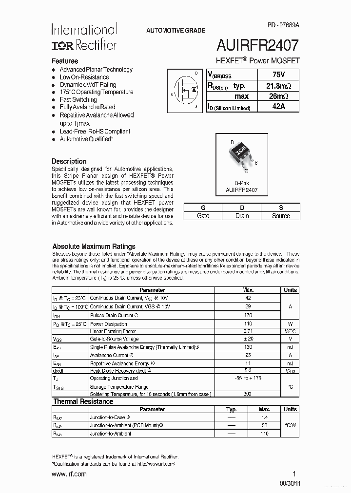 AUIRFR2407_7823820.PDF Datasheet