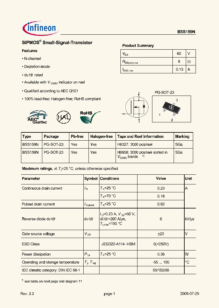 BSS159NH6327XTSA2_8146839.PDF Datasheet