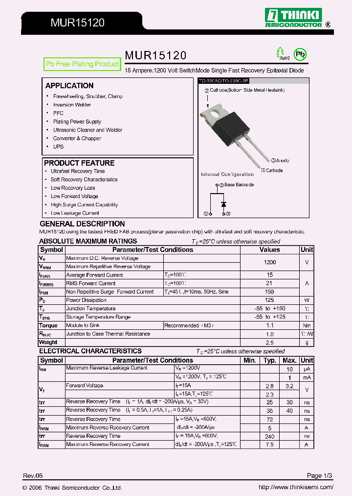 MUR15120_8150158.PDF Datasheet