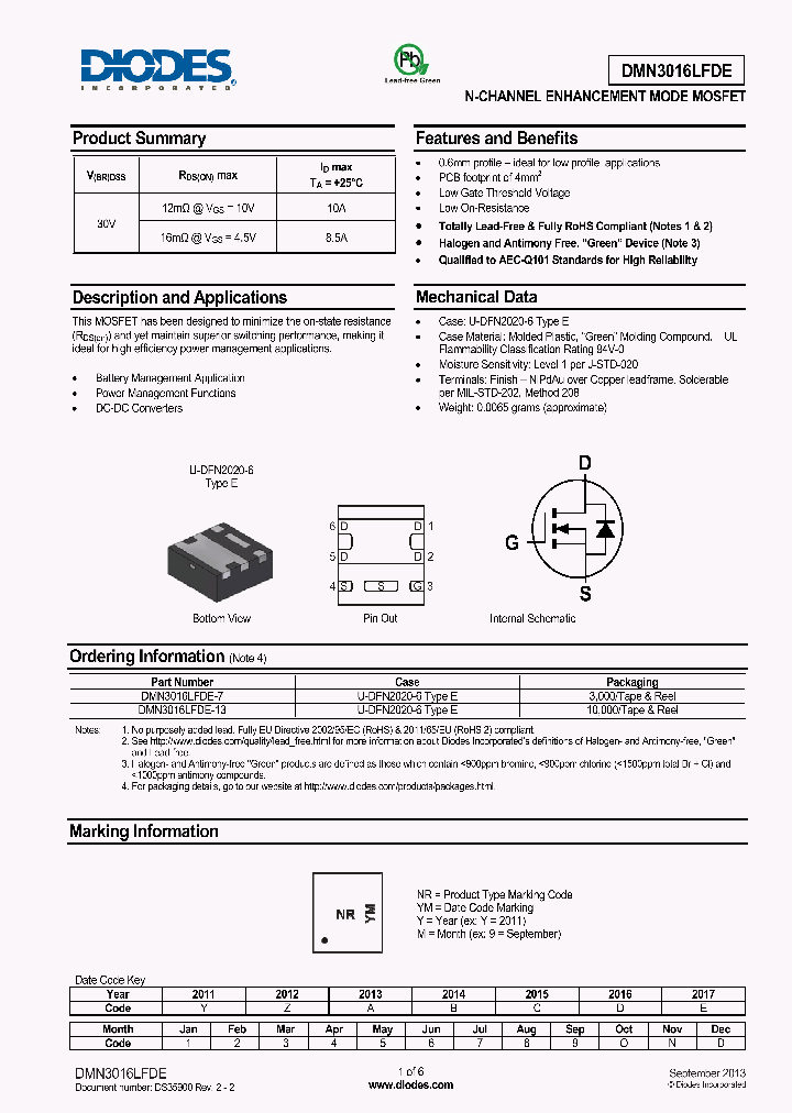 DMN3016LFDE-13_8170525.PDF Datasheet