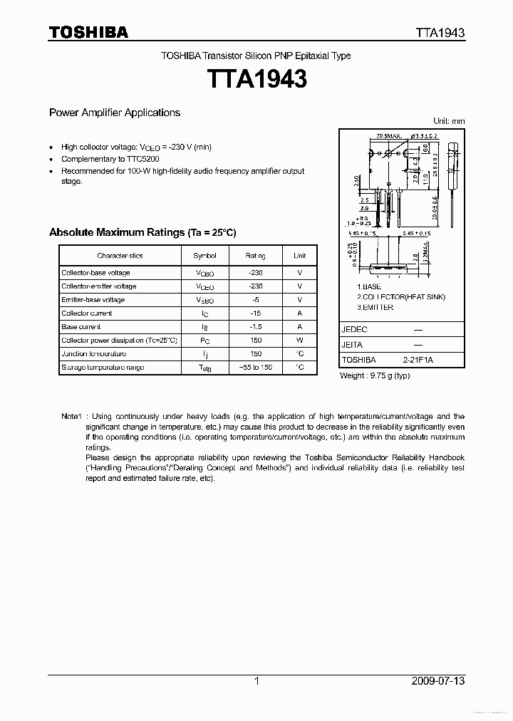 TTA1943_7828407.PDF Datasheet