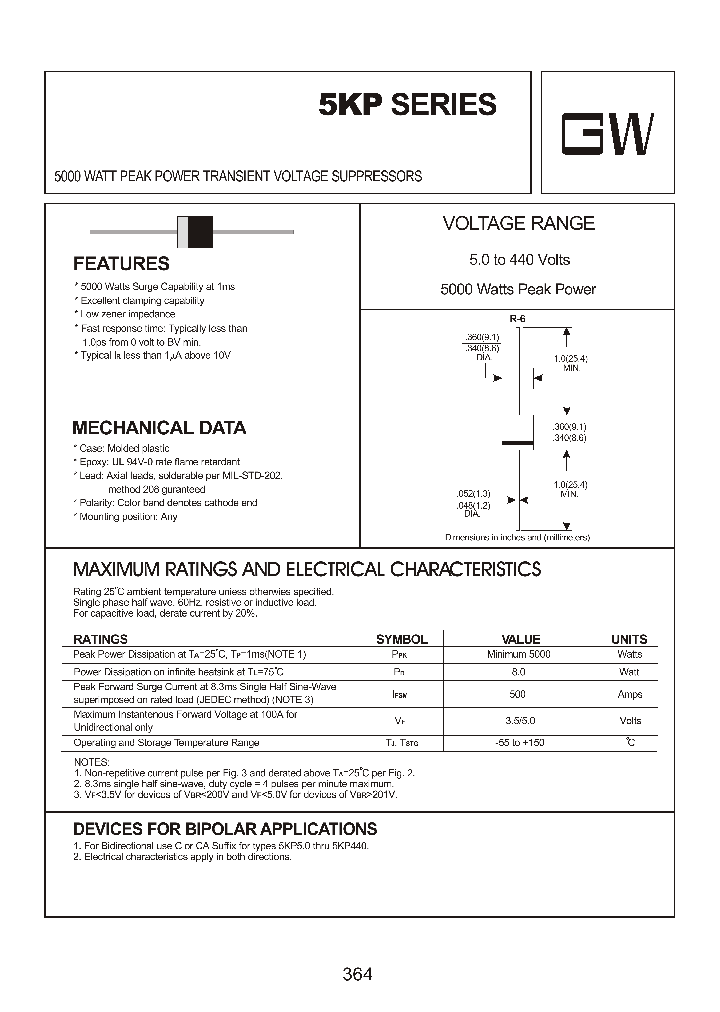 5KP250A_8183888.PDF Datasheet