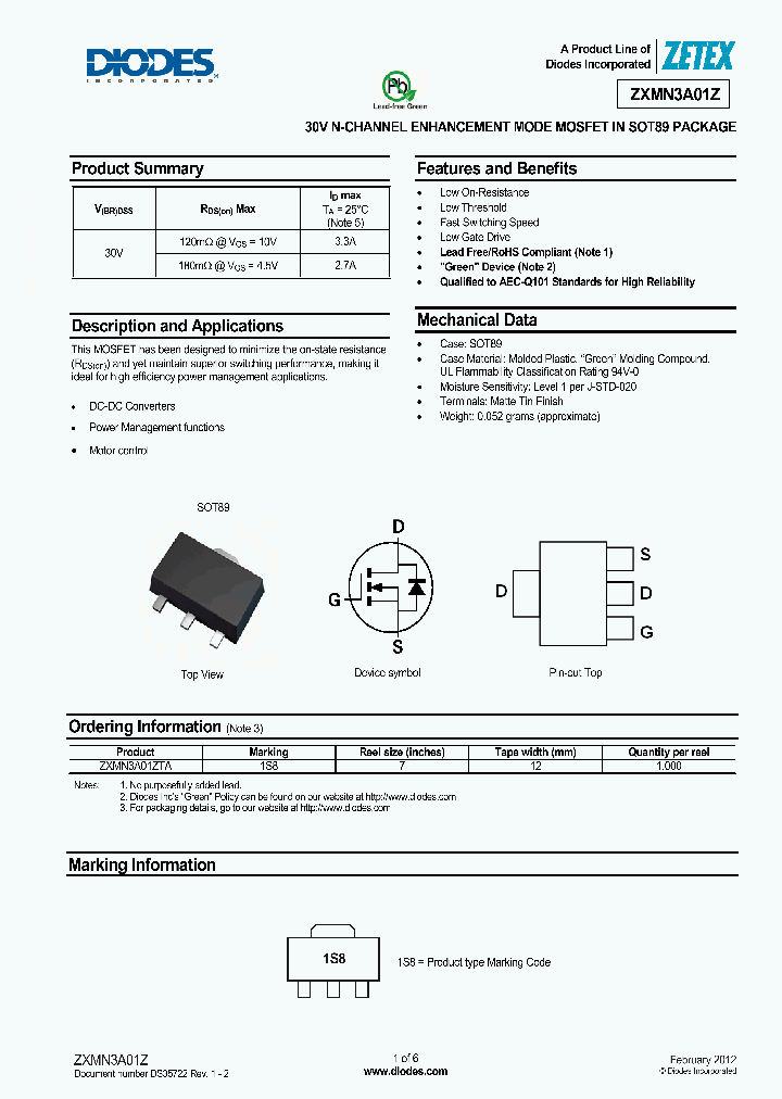 ZXMN3A01Z-15_8220850.PDF Datasheet